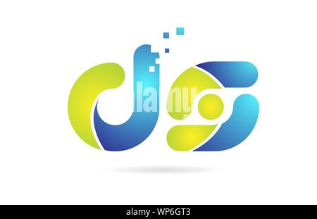 ds d s blue green alphabet combination letter logo design suitable for a company or business Stock Vector