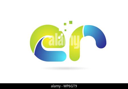 combination letter er e r alphabet logo icon design with gold silver ...