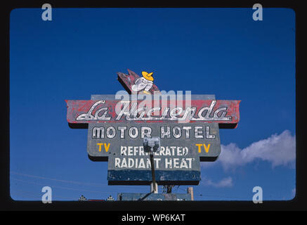 La Hacienda Motor Hotel sign, Route 89, Nogales, Arizona; ca. 1991 ...