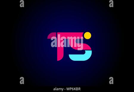 pink blue alphabet letter TS T S combination for company logo. Suitable as logotype design for a business Stock Vector