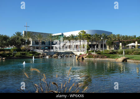 IRVINE, CALIFORNIA - SEPT 7, 2019: Mariners Church Lake and Worship Center, a non-denominational, Christian Church located in central Orange County. Stock Photo