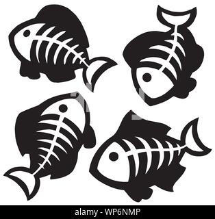 Various fishbones silhouettes Stock Vector