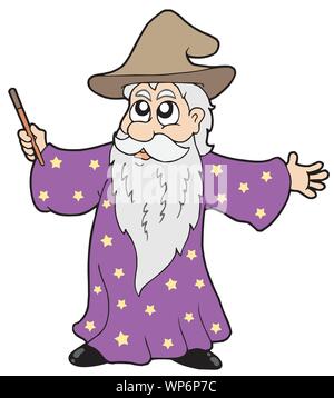 Wizard with magic wand Stock Vector