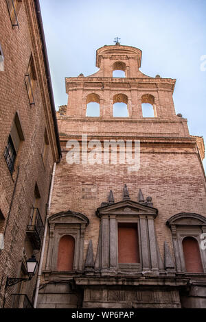 A church in Toledo, Spain complete with multi-level arches and large, wooden doors. Stock Photo