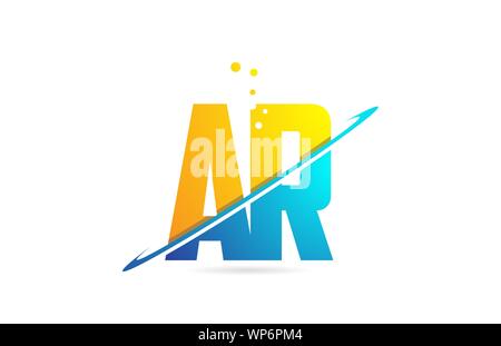 alphabet letter AR A R combination in blue and orange colors suitable as a logo for a company or business Stock Vector