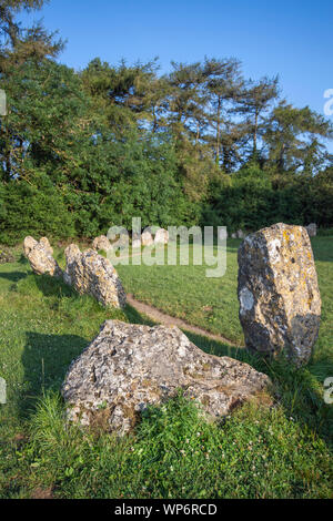 The Rollright Stones near the village of Long Compton on the borders of Oxfordshire and Warwickshire in England, UK Stock Photo