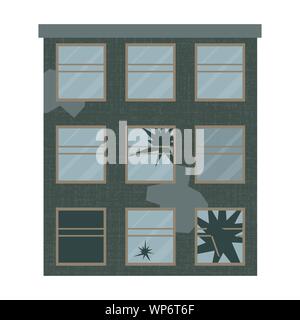 Ruined House, stains, broken glass. War, unrest, zombie apocalypse Stock Vector