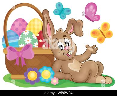 Easter image with cute bunny theme 1 Stock Vector