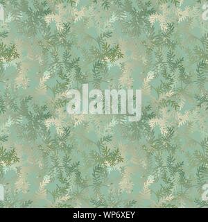 seamless vector pattern with christmas tree branches in pale green gradients Stock Vector