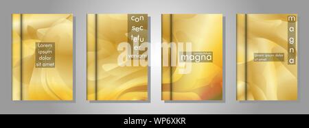 Vector collection of book cover backgrounds. Vector illustration of EPS design 10. Gold gradient wave color Stock Vector