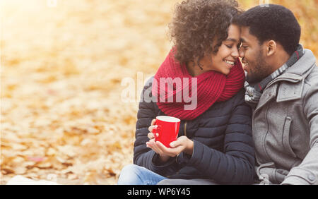 Happy together. Loving couple enjoying picnic day Stock Photo