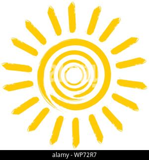 bright orange yellow sun icon or symbol vector illustration Stock Vector