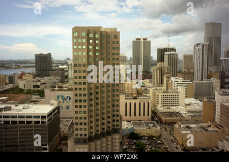 Downtown Miami, Florida looking East with Courthouse Center building dominating the view. Stock Photo