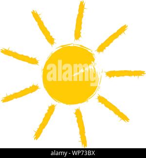 bright orange yellow sun icon or symbol vector illustration Stock Vector