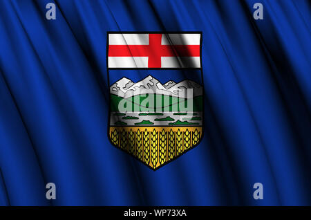 Alberta waving flag illustration. States, cities and Regions of Canada. Perfect for background and texture usage. Stock Photo