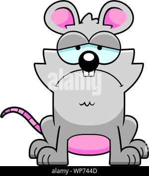 A cartoon illustration of a mouse looking depressed. Stock Vector