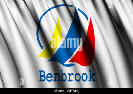 Benbrook waving flag illustration. Regions and Cities of the United States. Perfect for background and texture usage. Stock Photo