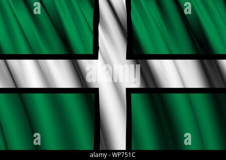 Devon waving flag illustration. Regions of England and United Kingdom. Perfect for background and texture usage. Stock Photo