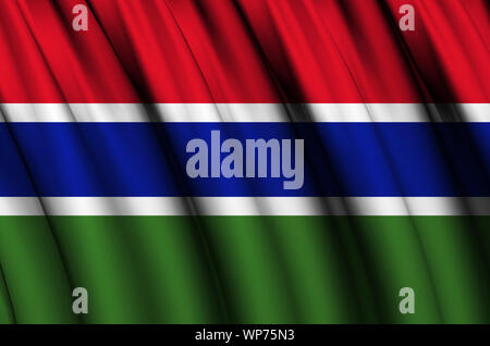 Gambia waving flag illustration. Countries of Africa. Perfect for background and texture usage. Stock Photo