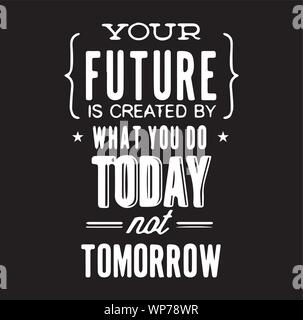 Inspirational motivational quote. The future is created by what you do ...