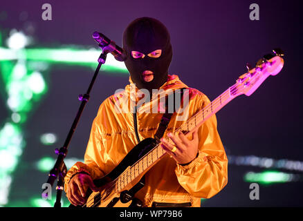 Berlin, Germany. 07th Sep, 2019. The singer Tyler Robert Joseph of the US-American band Twenty One Pilots will be on stage at the Lollapalooza Festival Berlin on the grounds of the Olympic Stadium. Credit: Britta Pedersen/dpa-Zentralbild/dpa/Alamy Live News Stock Photo