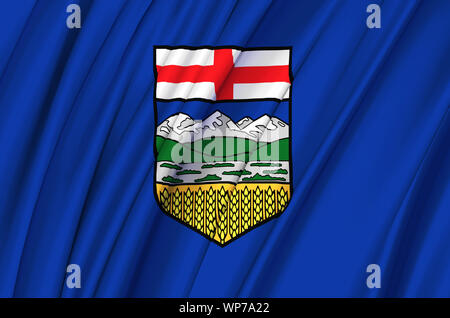 Alberta waving flag illustration. States, cities and Regions of Canada. Perfect for background and texture usage. Stock Photo