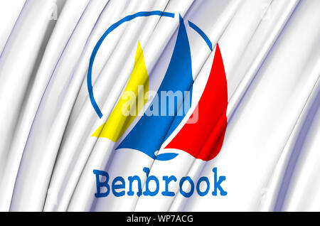 Benbrook waving flag illustration. Regions and Cities of the United States. Perfect for background and texture usage. Stock Photo