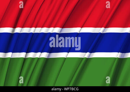 Gambia waving flag illustration. Countries of Africa. Perfect for background and texture usage. Stock Photo