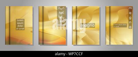 Vector collection of book cover backgrounds. Vector illustration of EPS design 10. Gold gradient wave color Stock Vector