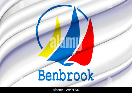 Benbrook waving flag illustration. Regions and Cities of the United States. Perfect for background and texture usage. Stock Photo