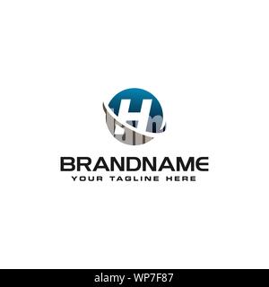initial H technology swoosh company letter logo design vector icon template Stock Vector