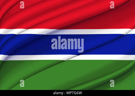 Gambia waving flag illustration. Countries of Africa. Perfect for background and texture usage. Stock Photo