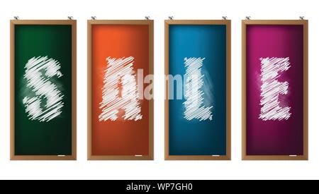 Chalckboard labels with chalk drawn text Stock Vector