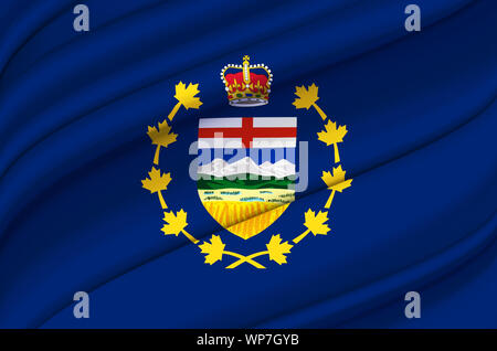 Lieutenant-Governor Of Alberta waving flag illustration. States, cities and Regions of Canada. Perfect for background and texture usage. Stock Photo