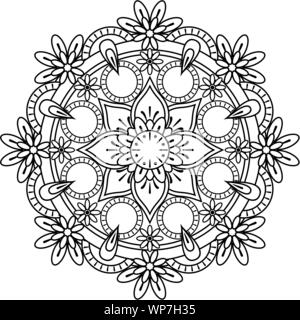 vector mandala design for coloring isolated on white background Stock Vector