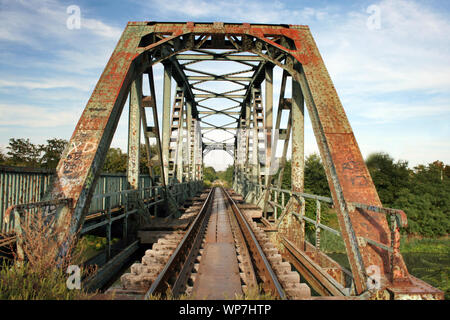 Old railway bridge over the river Begej, Zrenjanin, Serbia Stock Photo