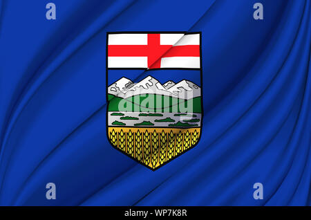 Alberta waving flag illustration. States, cities and Regions of Canada. Perfect for background and texture usage. Stock Photo