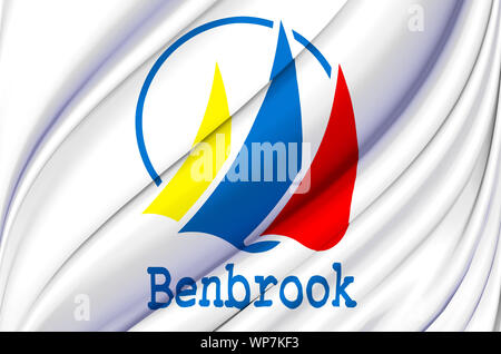 Benbrook waving flag illustration. Regions and Cities of the United States. Perfect for background and texture usage. Stock Photo