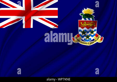 Cayman Islands waving flag illustration. Countries of North and Central America. Perfect for background and texture usage. Stock Photo