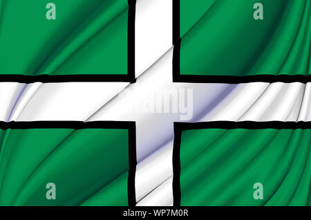 Devon waving flag illustration. Regions of England and United Kingdom. Perfect for background and texture usage. Stock Photo