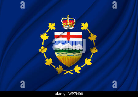 Lieutenant-Governor Of Alberta waving flag illustration. States, cities and Regions of Canada. Perfect for background and texture usage. Stock Photo