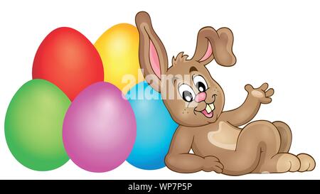 Easter image with cute bunny theme 2 Stock Vector