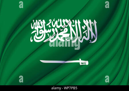 Saudi Arabia waving flag illustration. Countries of Asia. Perfect for background and texture usage. Stock Photo