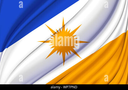 Tocantins waving flag illustration. Brazilian states. Perfect for background and texture usage. Stock Photo