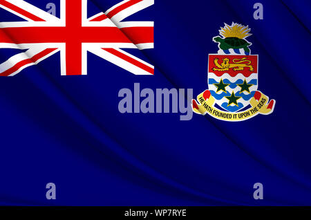 Cayman Islands waving flag illustration. Countries of North and Central America. Perfect for background and texture usage. Stock Photo