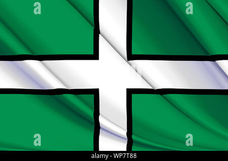 Devon waving flag illustration. Regions of England and United Kingdom. Perfect for background and texture usage. Stock Photo