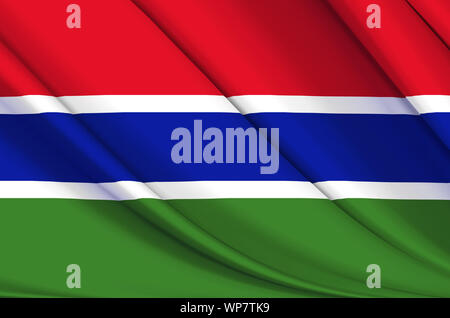 Gambia waving flag illustration. Countries of Africa. Perfect for background and texture usage. Stock Photo