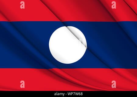 Laos waving flag illustration. Countries of Asia. Perfect for background and texture usage. Stock Photo
