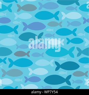 Seamless background fish silhouettes Stock Vector