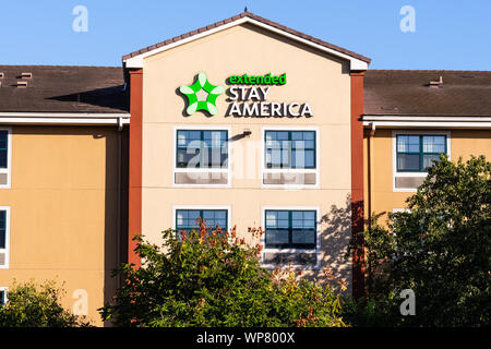 August 23, 2019 Fremont / CA / USA - Extended Stay America hotel in San Francisco Bay Area; Extended Stay America, Inc. is the operator of an economy, Stock Photo